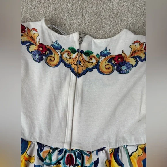 Dolce and Gabanna Toddler Majolica print designer dress Authentic Made in Italy - Picture 7 of 11